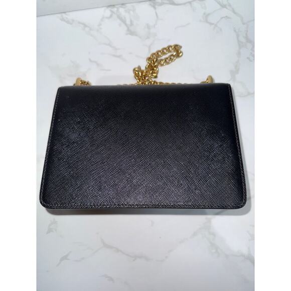 Prada Saffiano Leather Chain Wallet Black Gold Hardware - Picture 3 of 9